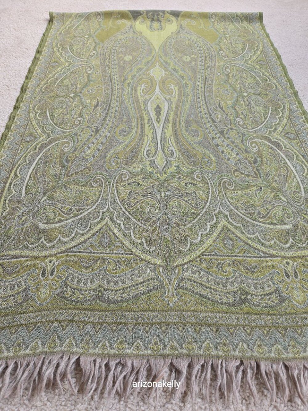 Eddie Bauer 100% Wool Woven Scarf Green - Picture 7 of 10